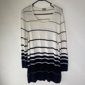 J.Jill Wool Blend Sweater Tunic Top Womens M Striped Knit Casual Cozy‎